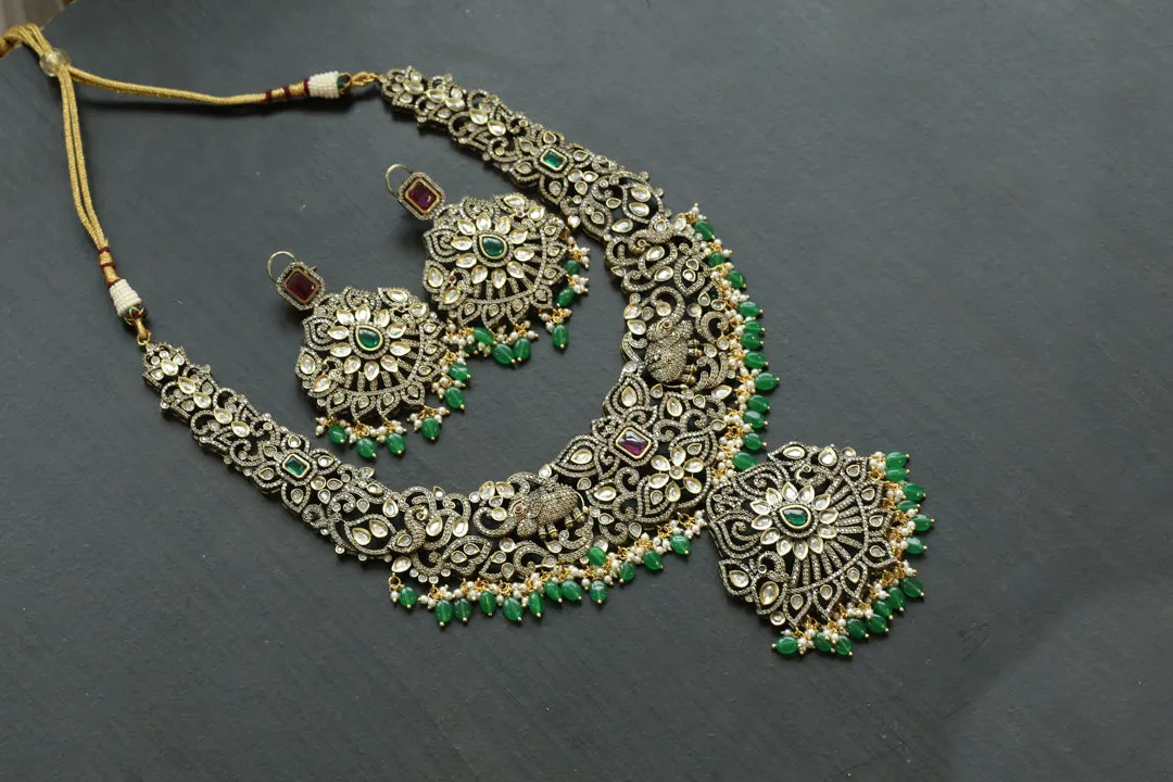 Large Victorian Kundan Polki Haaram Set