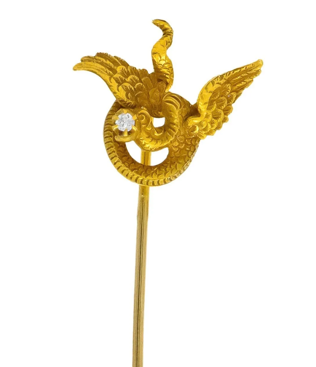 Late Victorian Diamond 14 Karat Gold Basilisk Stickpin