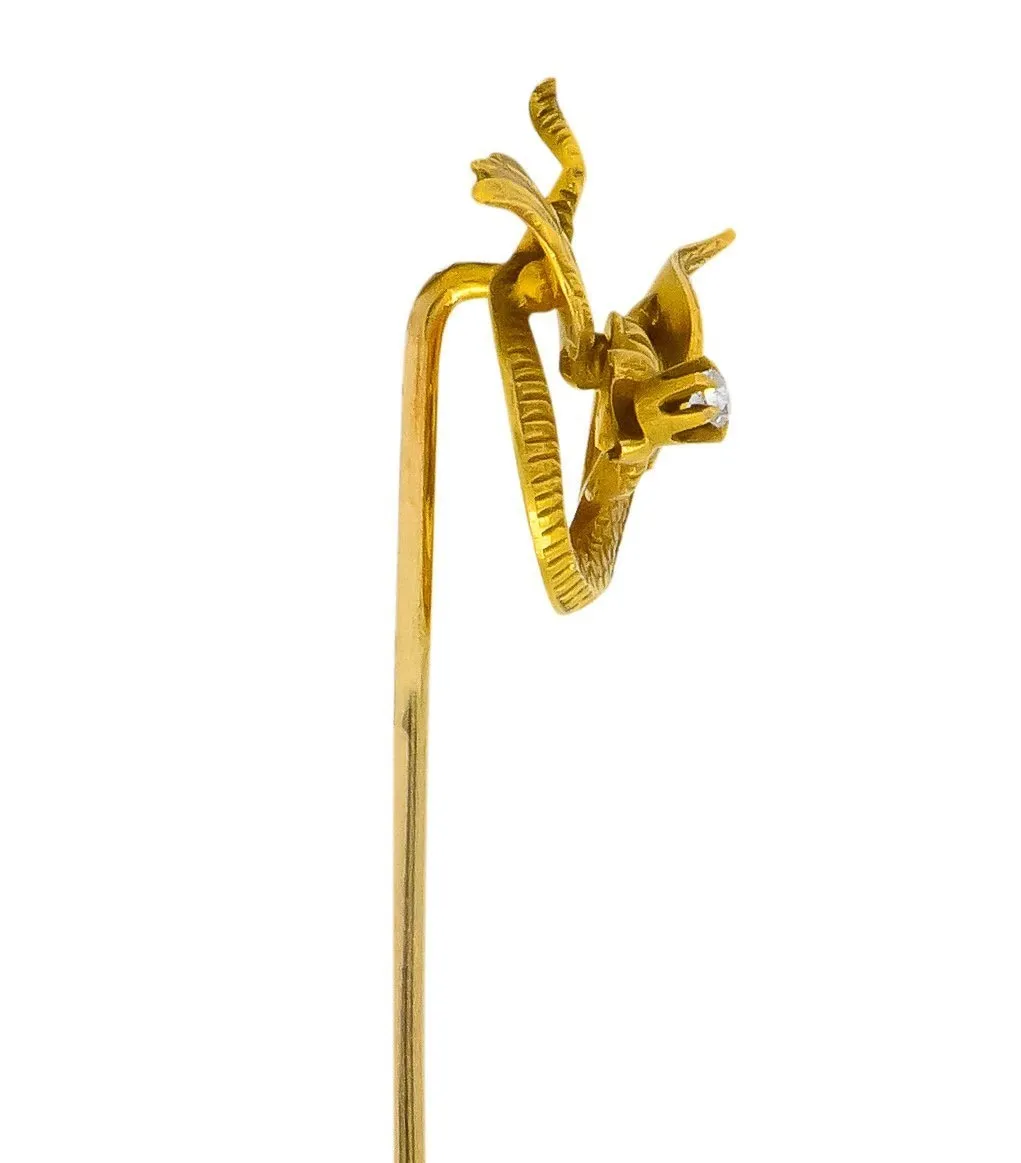 Late Victorian Diamond 14 Karat Gold Basilisk Stickpin