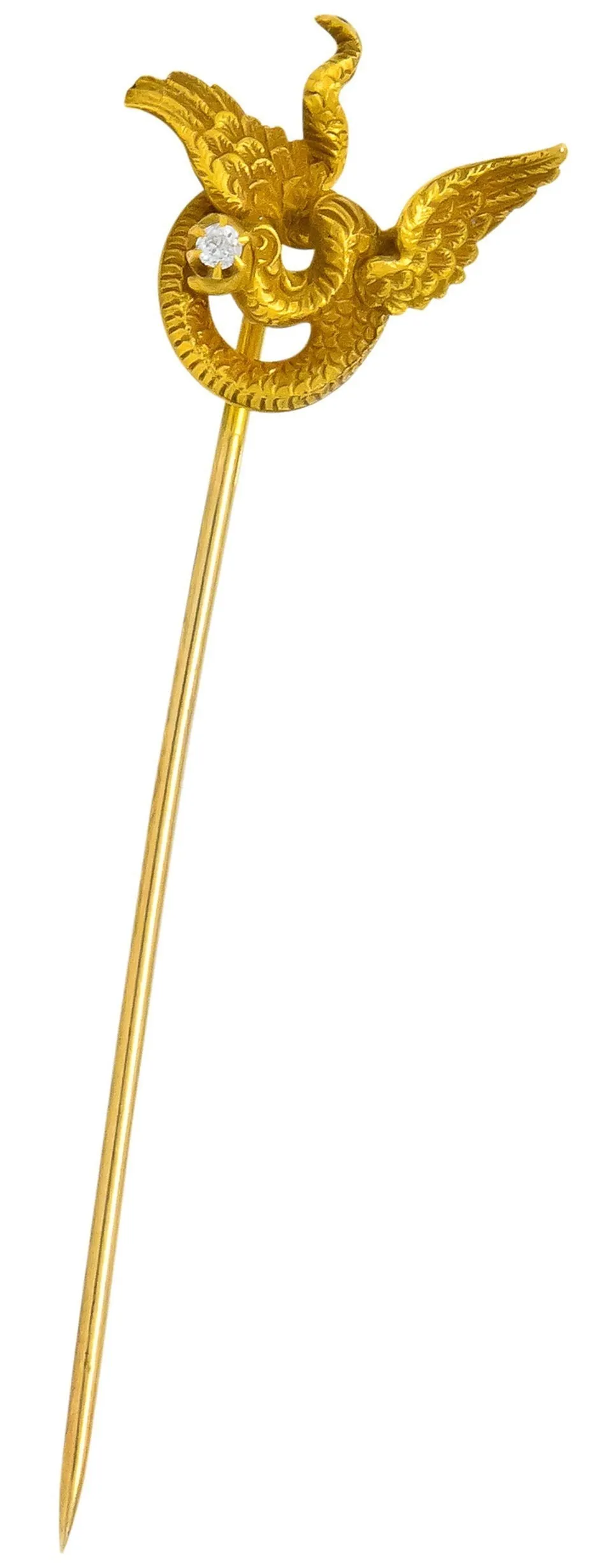 Late Victorian Diamond 14 Karat Gold Basilisk Stickpin