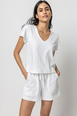 Lilla P Elastic Waist Drawstring Shorts - (calypso or white)