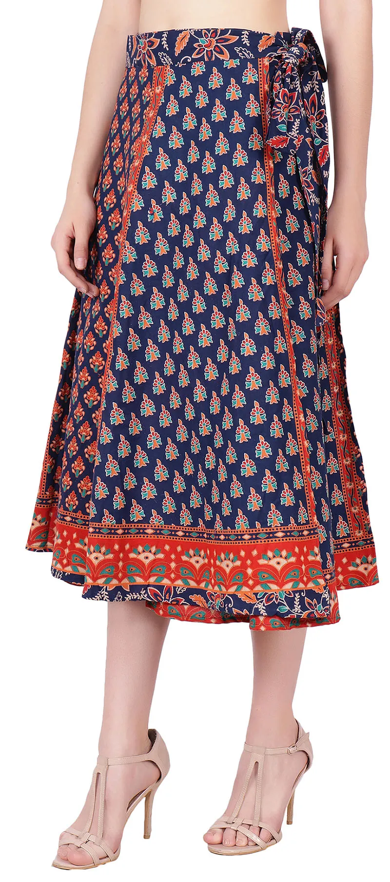 Long India Skirt Women's Cotton Ethnic Indian Clothing (Blue, One Size)