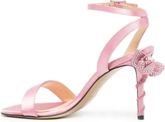 MACH & MACH Wonder Tulip 95mm leather sandals Pink