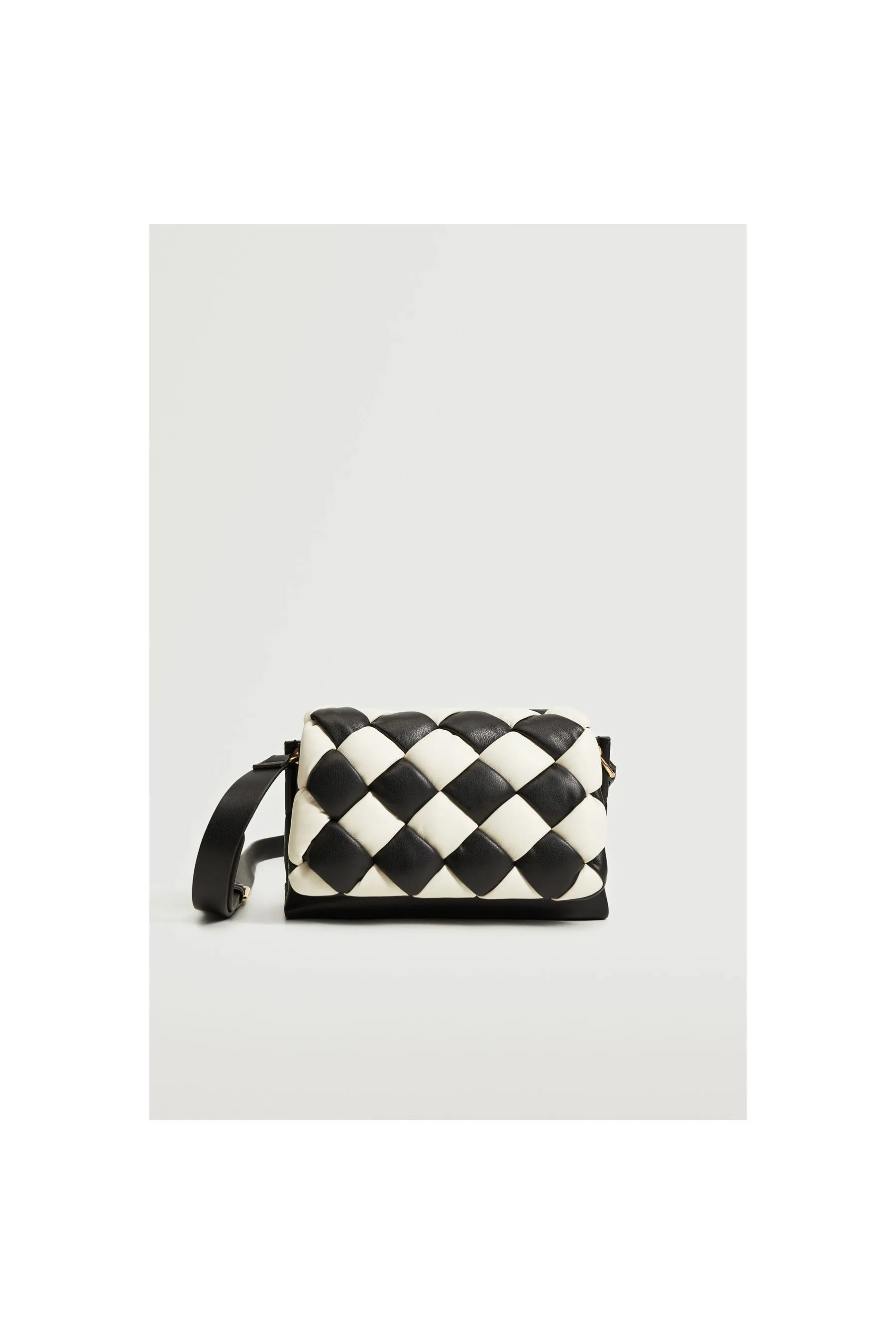 MANGO Bicolor Quilted Bag Black Women Crossbody Bags|akgalleria.com