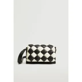 MANGO Bicolor Quilted Bag Black Women Crossbody Bags|akgalleria.com