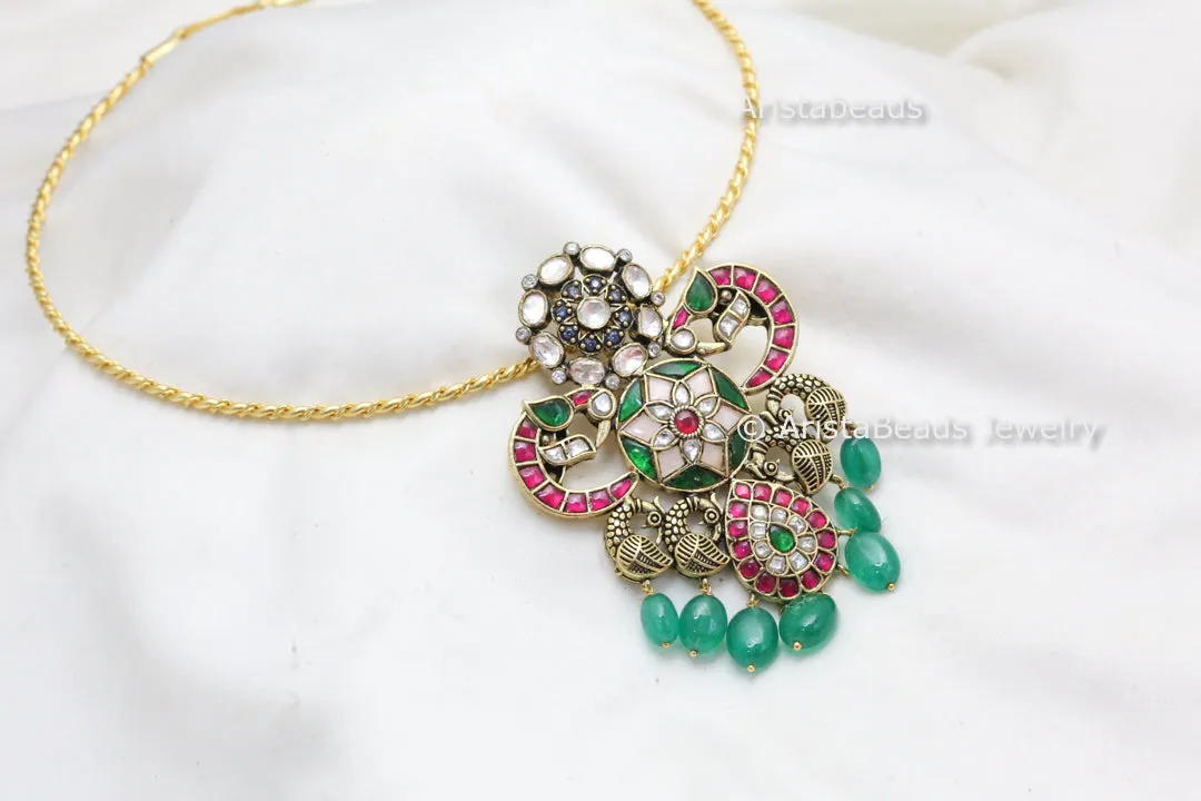 Mayura Fusion Jadau & Moissanite  Hasli Necklace