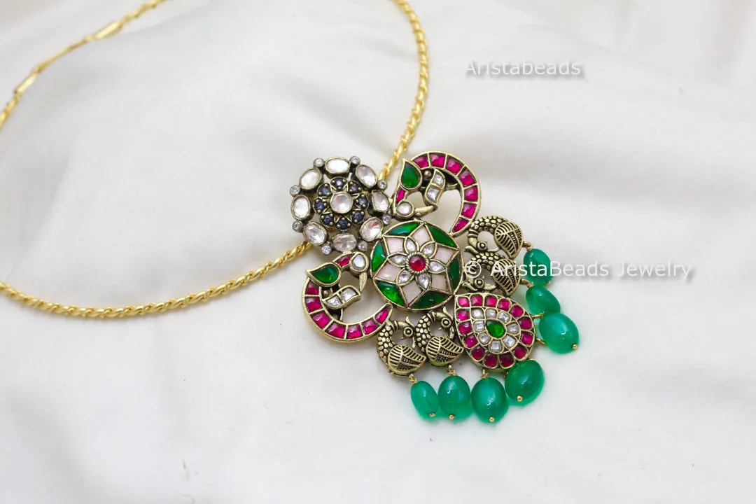 Mayura Fusion Jadau & Moissanite  Hasli Necklace