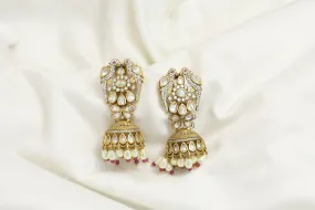 Mehndi Polish Victorian Kundan Jhumka - Red