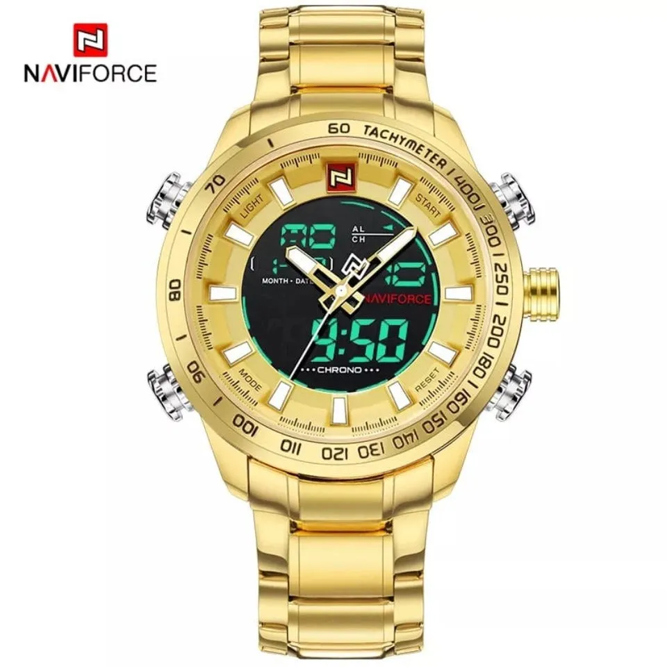 Men Metallic Gold Strap Watch