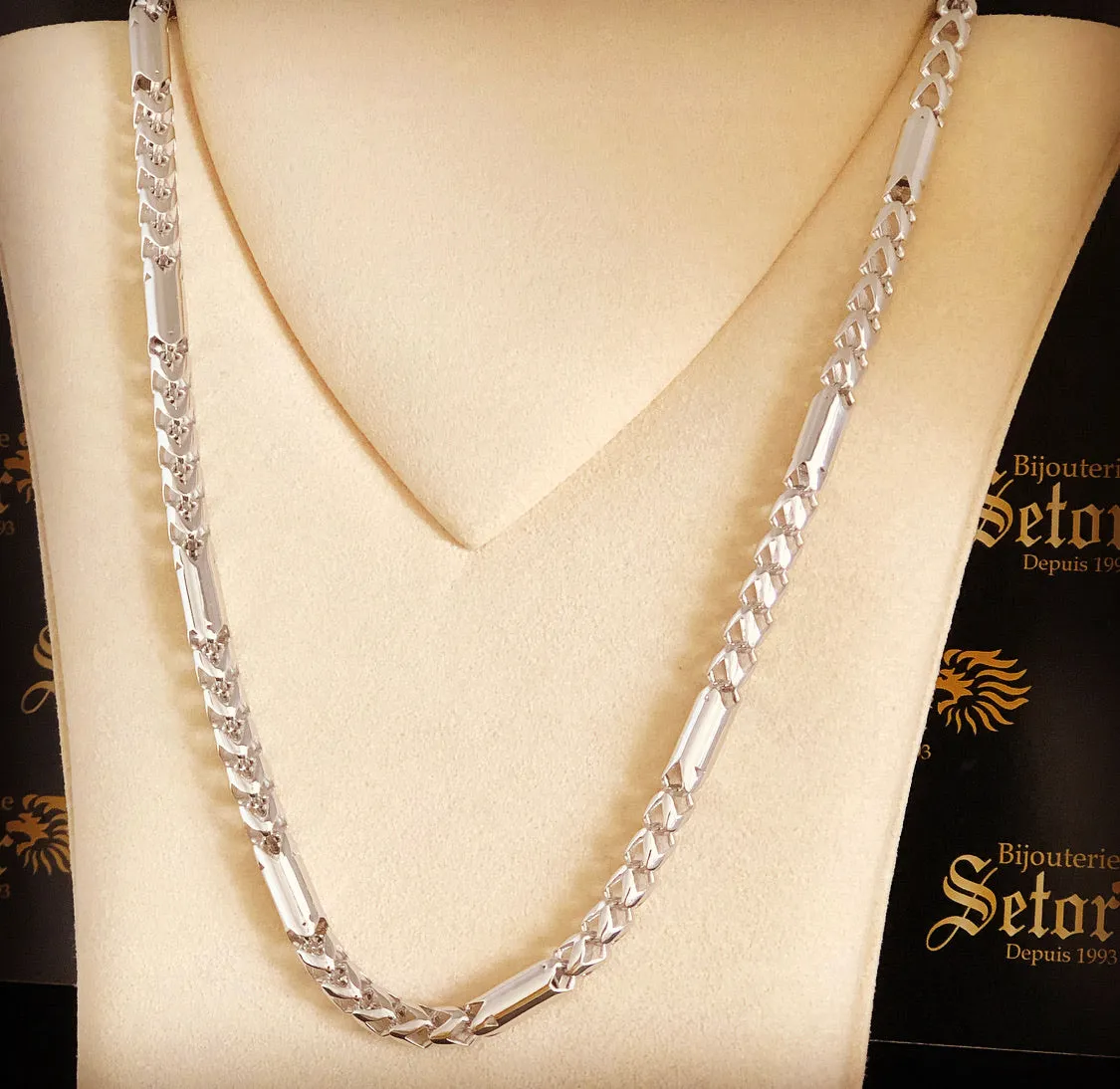 Men white gold chain