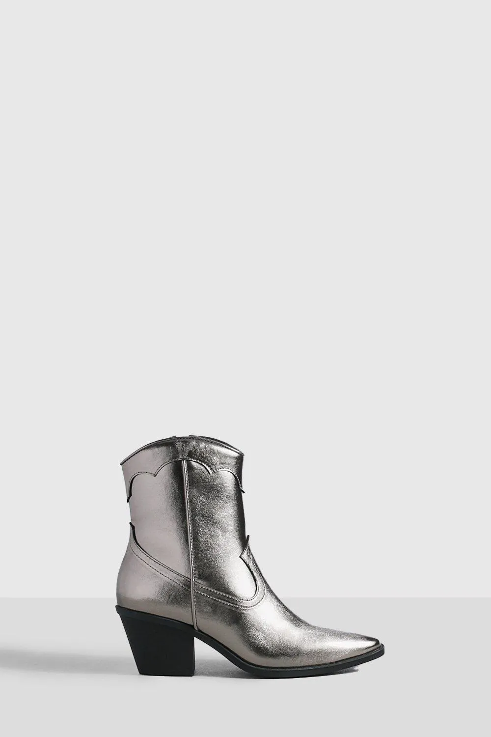 Metallic Cowboy Western Ankle Boots