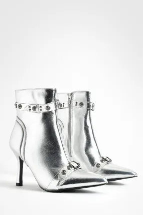 Metallic Studded Ankle Boots