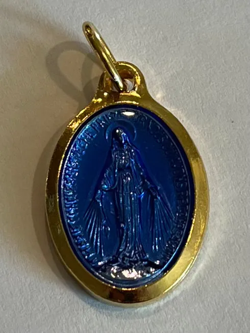 Miraculous Medal - Deep Blue with Gold casing from the Chapelle de Medaille Miraculeuse in Paris