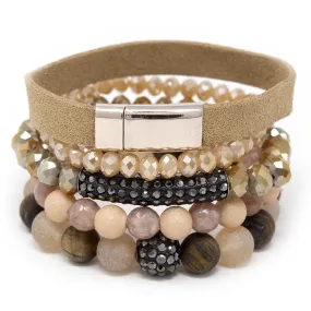 Multi Stretch Bracelets with Golden Suede