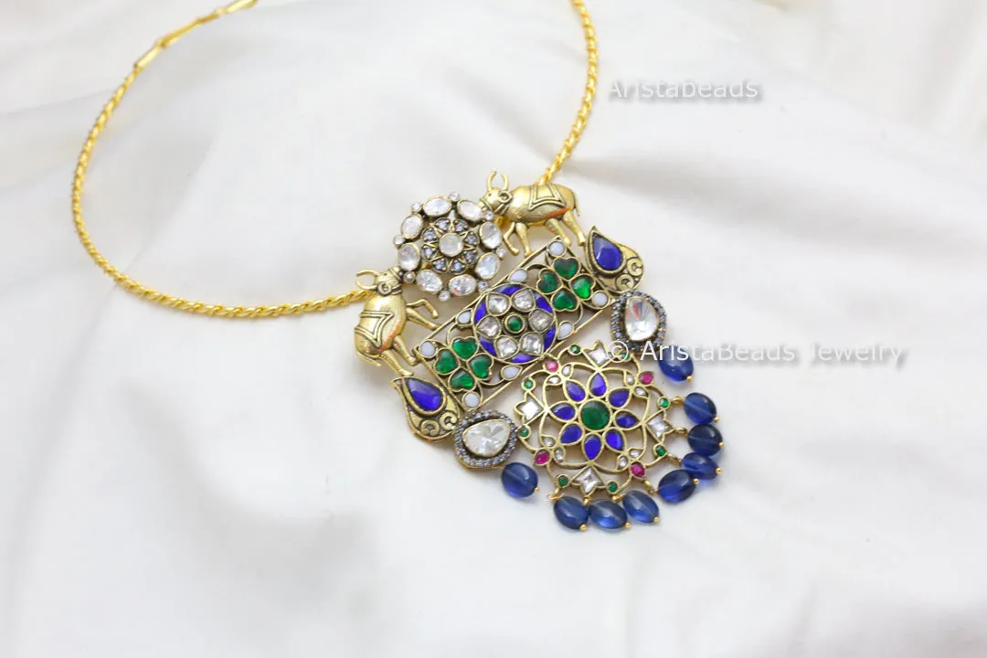 Nandi Fusion Jadau & Moissanite  Hasli Necklace