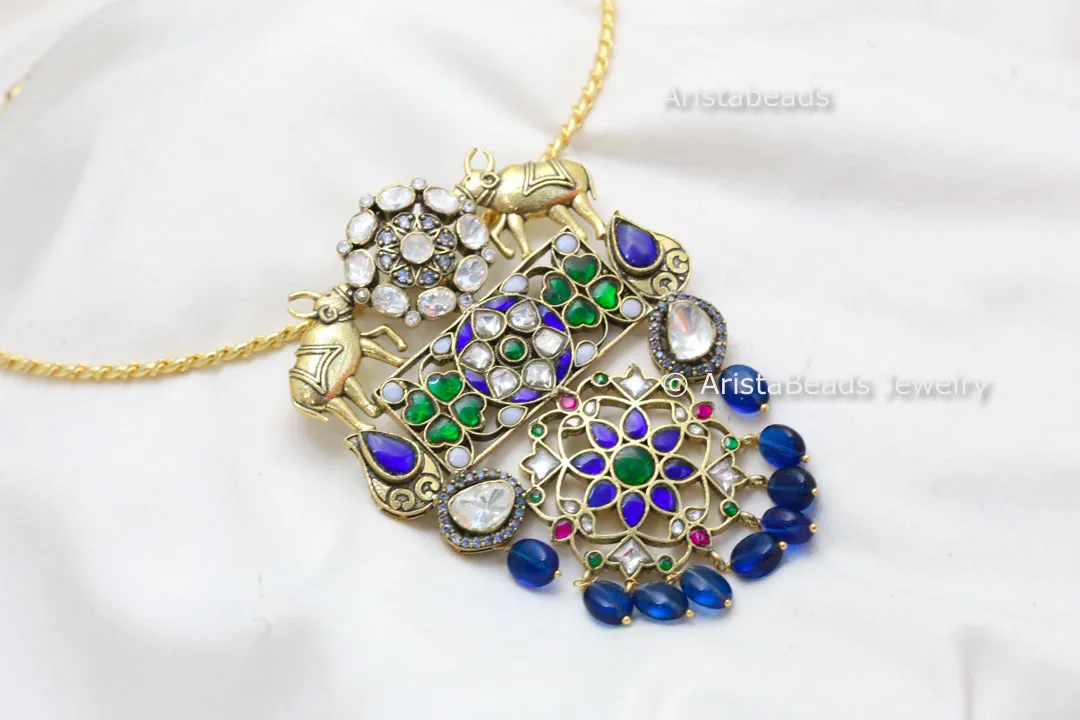 Nandi Fusion Jadau & Moissanite  Hasli Necklace