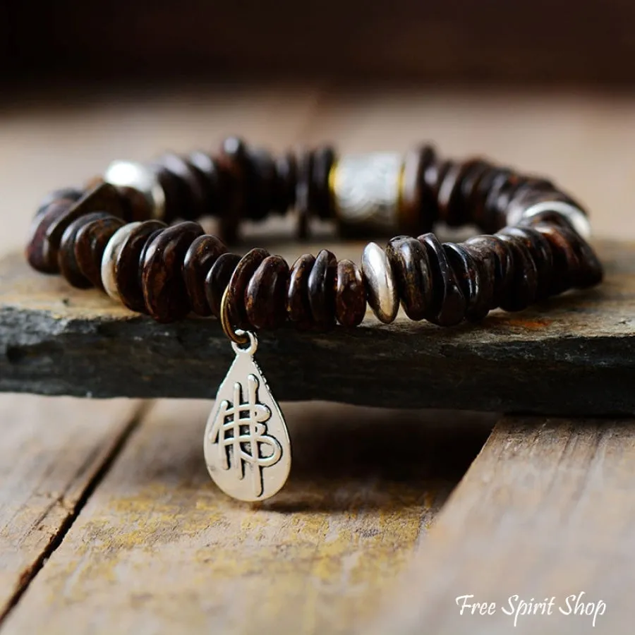 Natural Bronzite & Buddha Charm Bead Bracelet