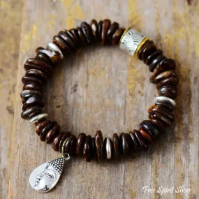 Natural Bronzite & Buddha Charm Bead Bracelet