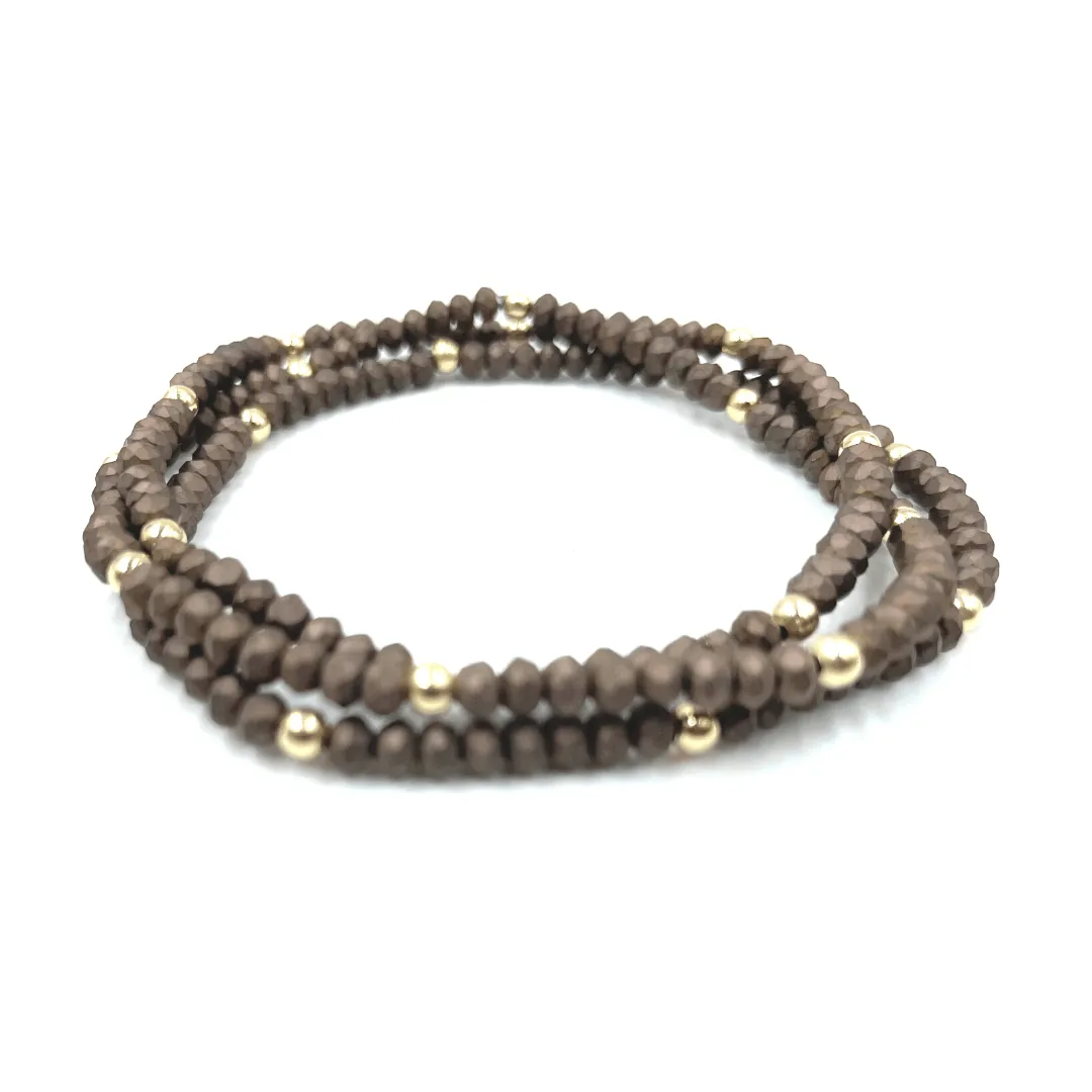 OG Classic Bracelet Stack in Matte Brown + Gold Filled