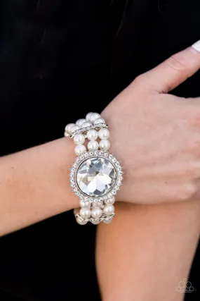 Paparazzi Accessories - Speechless Sparkle - White Bracelet