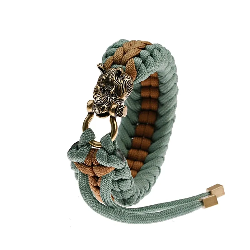 Paracord Rhinoceros Charm Braided Bracelet