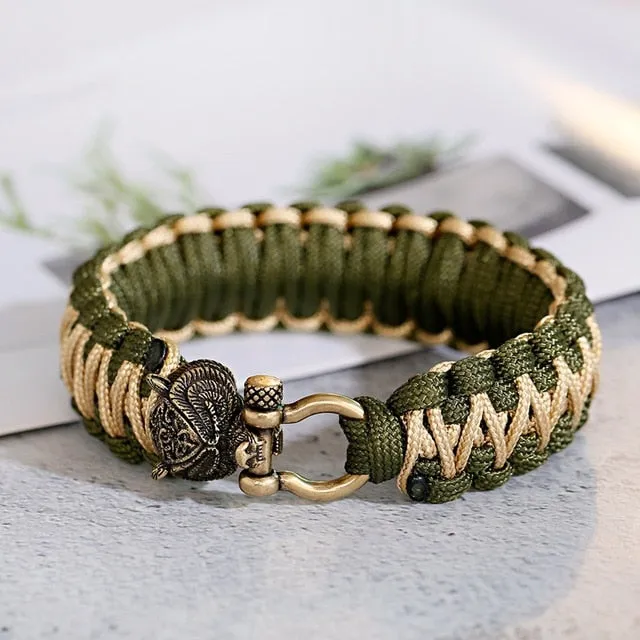 Paracord Rhinoceros Charm Braided Bracelet