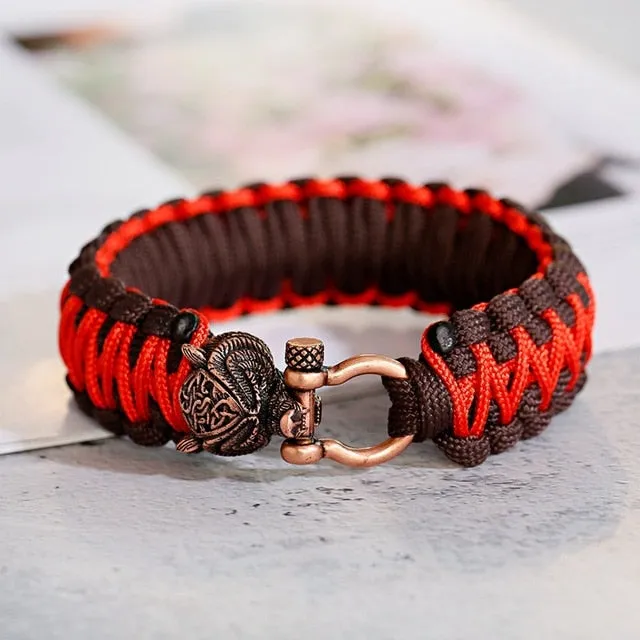 Paracord Rhinoceros Charm Braided Bracelet