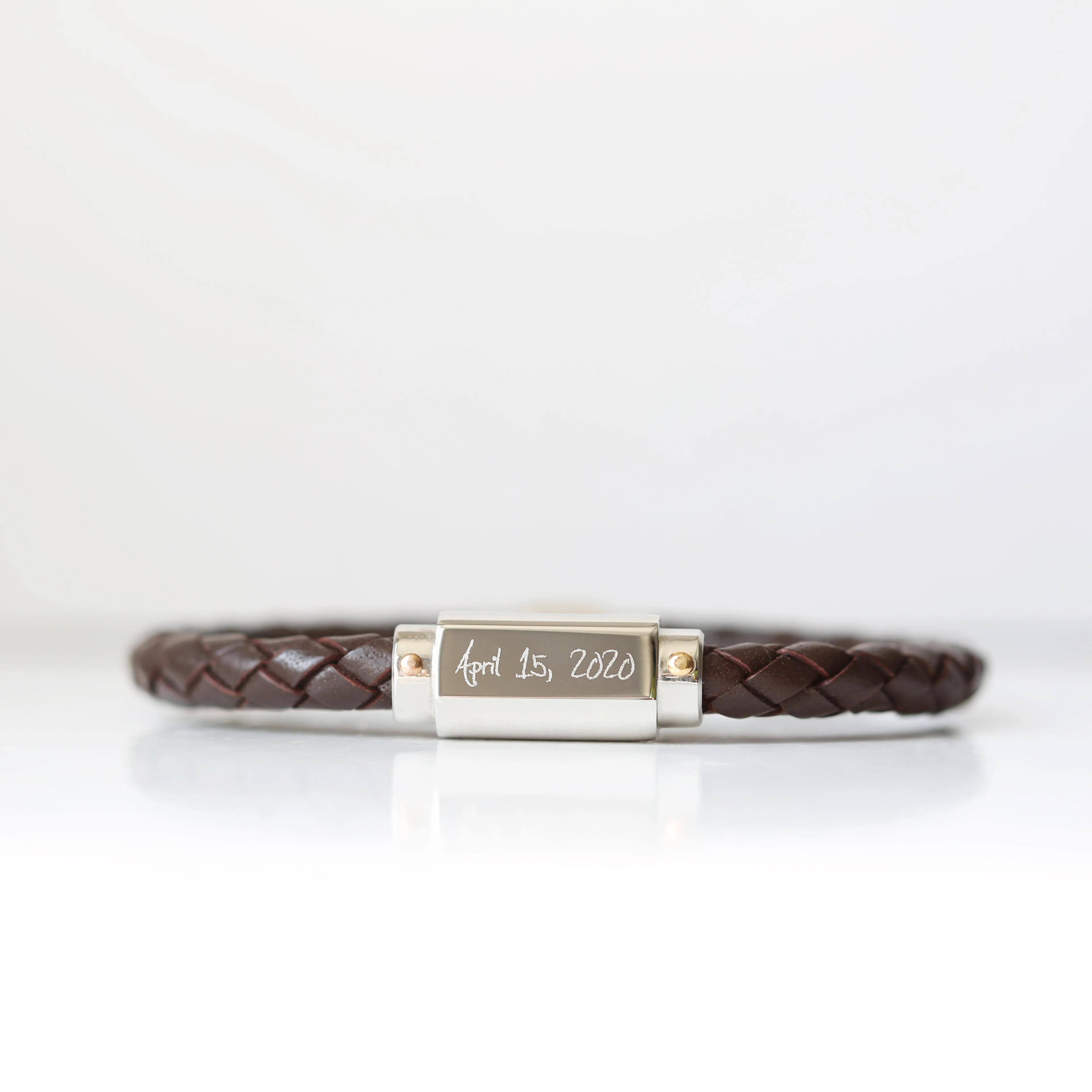 Personalised Handwriting Engraved Twisted Leather Bracelet