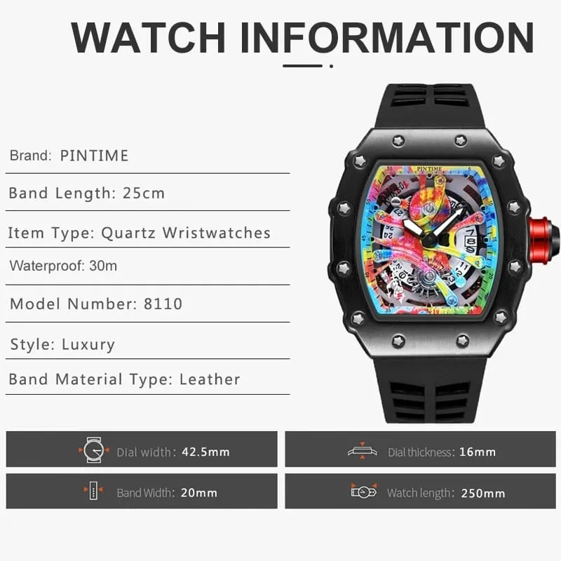 PINTIME Fashion Watches Men Hip Hop Sports Man Watch S823790