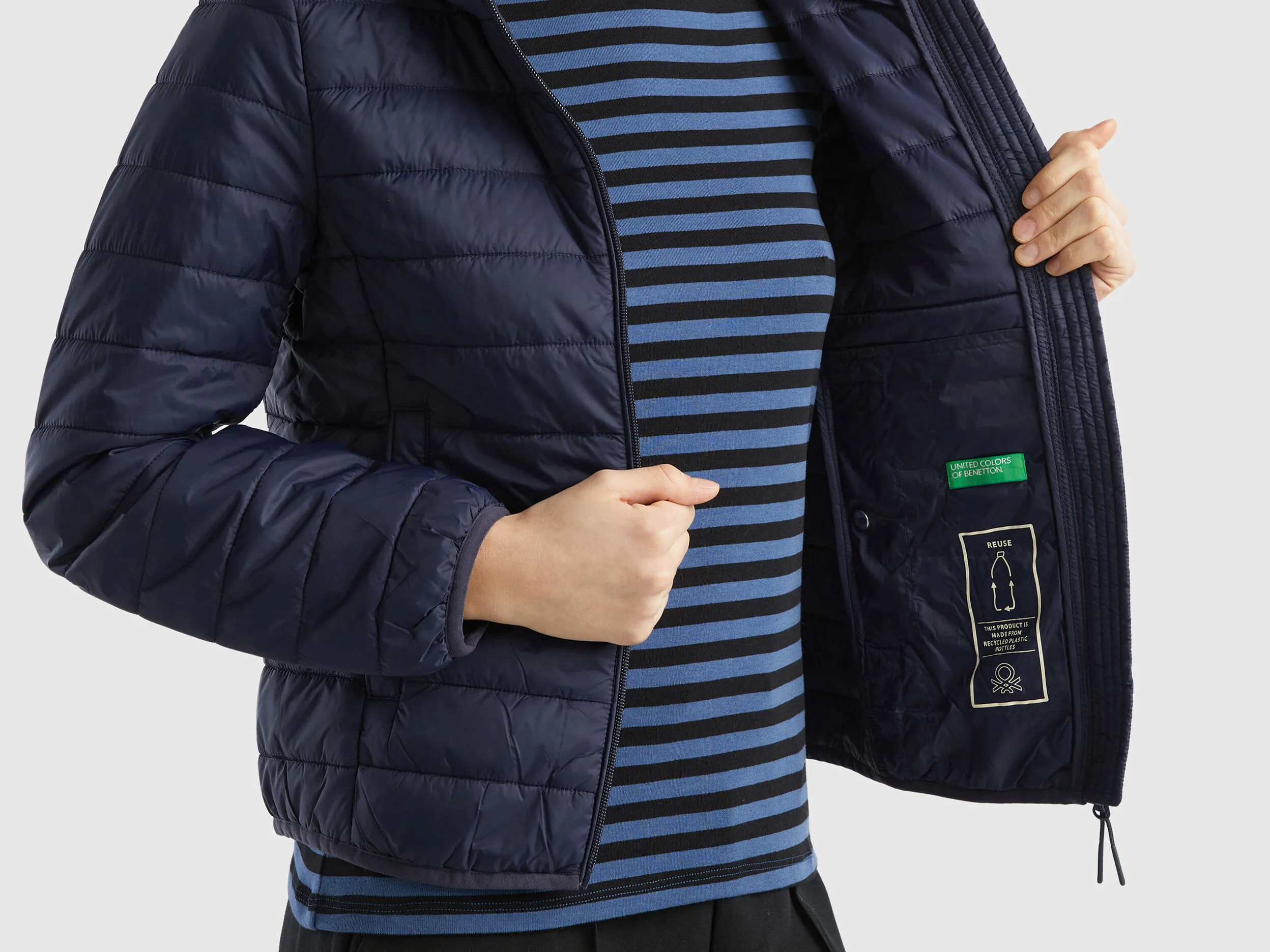 Puffer jacket with recycled wadding - Dark Blue | Benetton