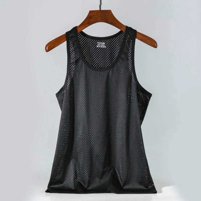 Quick-Drying Bodybuilding Tank Top - Mesh Ice Silk Material for Maximum Breathability