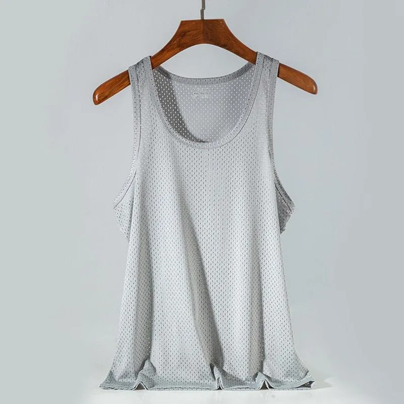 Quick-Drying Bodybuilding Tank Top - Mesh Ice Silk Material for Maximum Breathability