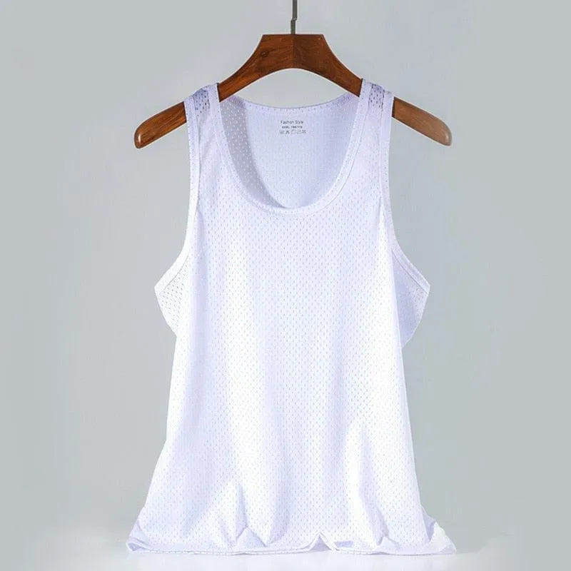 Quick-Drying Bodybuilding Tank Top - Mesh Ice Silk Material for Maximum Breathability