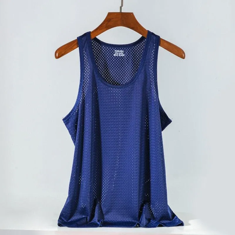 Quick-Drying Bodybuilding Tank Top - Mesh Ice Silk Material for Maximum Breathability