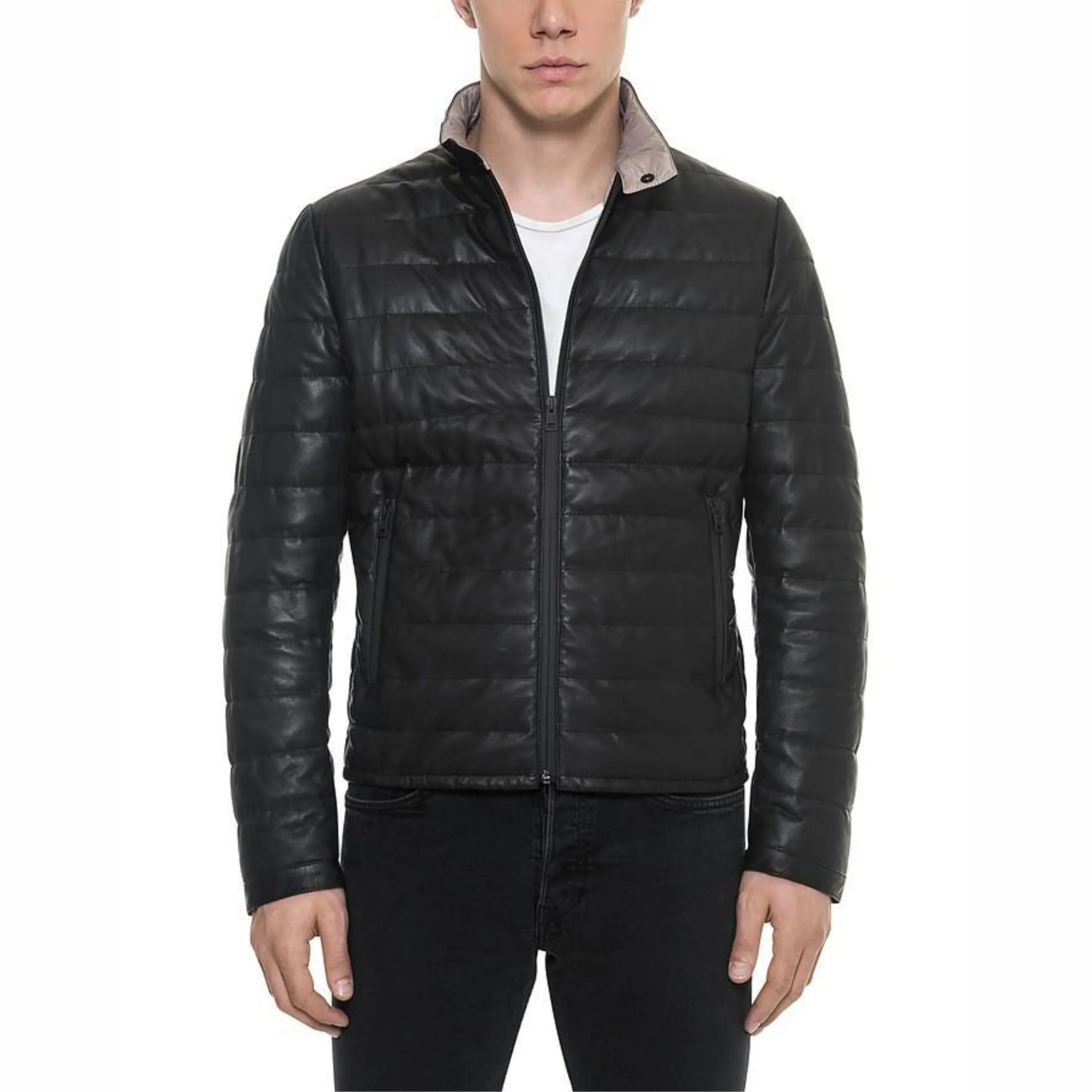 Quilted Leather Jacket Black