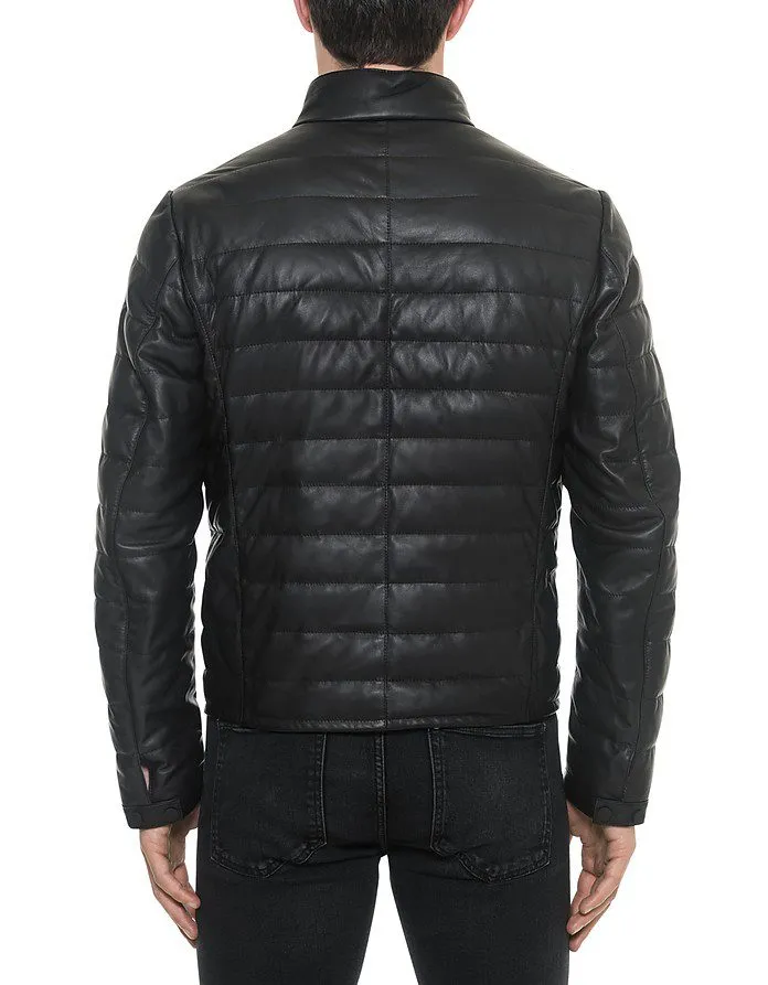 Quilted Leather Jacket Black