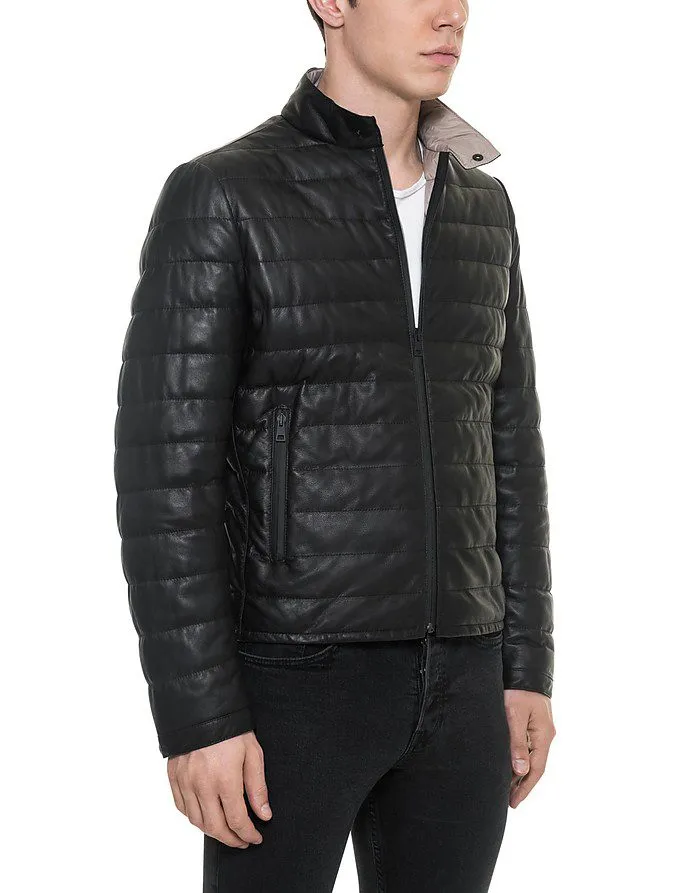 Quilted Leather Jacket Black