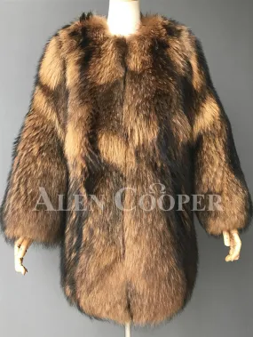 real raccoon fur winter outerwear for women