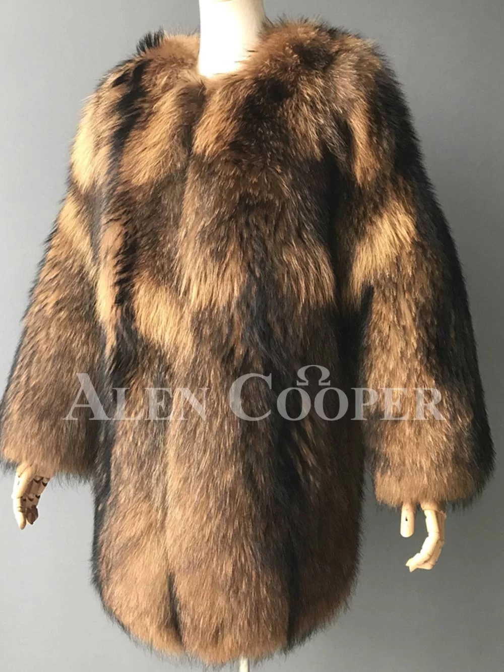 real raccoon fur winter outerwear for women