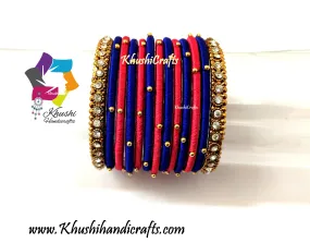 Red and Blue Silk Thread Bangles