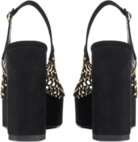 René Caovilla 125mm crystal-embellished sandals Black