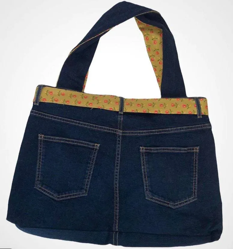 Reworked Ladies' Denim Tote Bags made using Vintage Denim Pants, Style # CR729