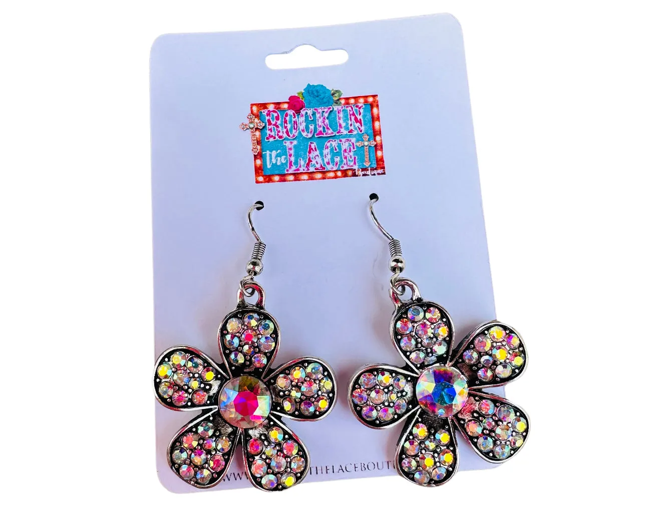 Rhinestone Flower Earrings