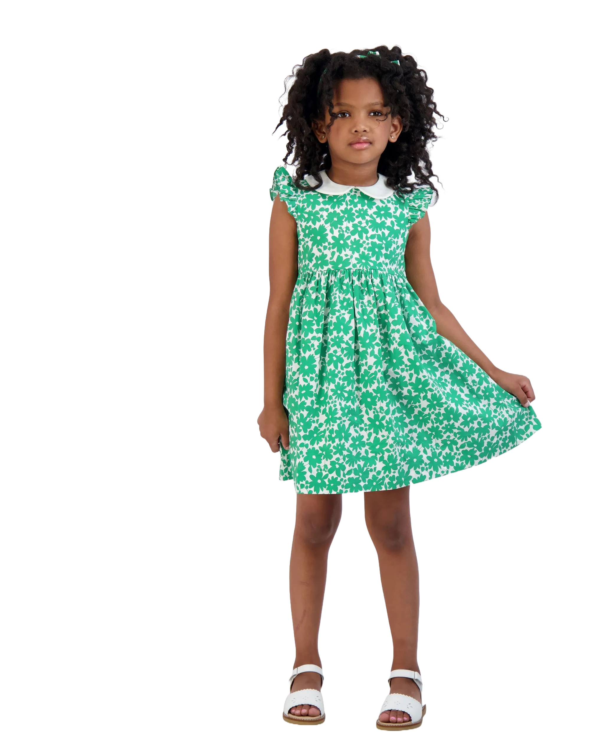 Riley Peter Pan Collar Dress Green Poppy