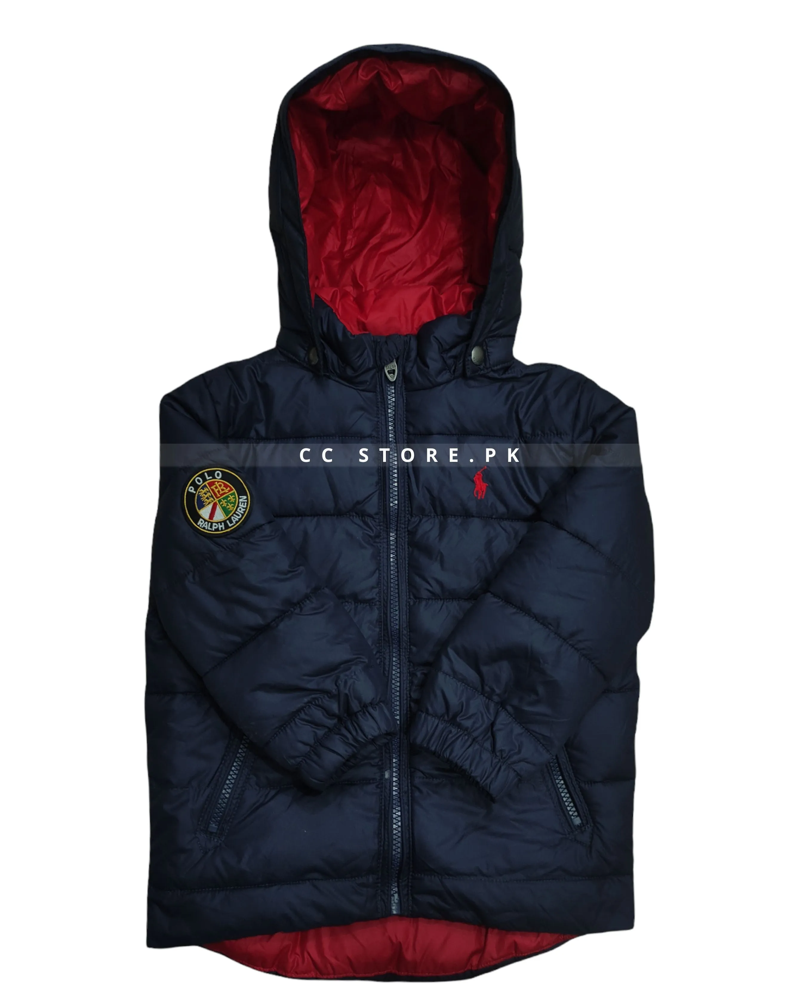 RL Kids Navy Blue Puffer Jacket with Removable Hood