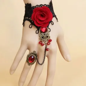 Rose Bracelets Steampunk Gothic Style Lace Bracelet Vampire Black Cosplay Costume Prop Ladies Bangles Jewelry