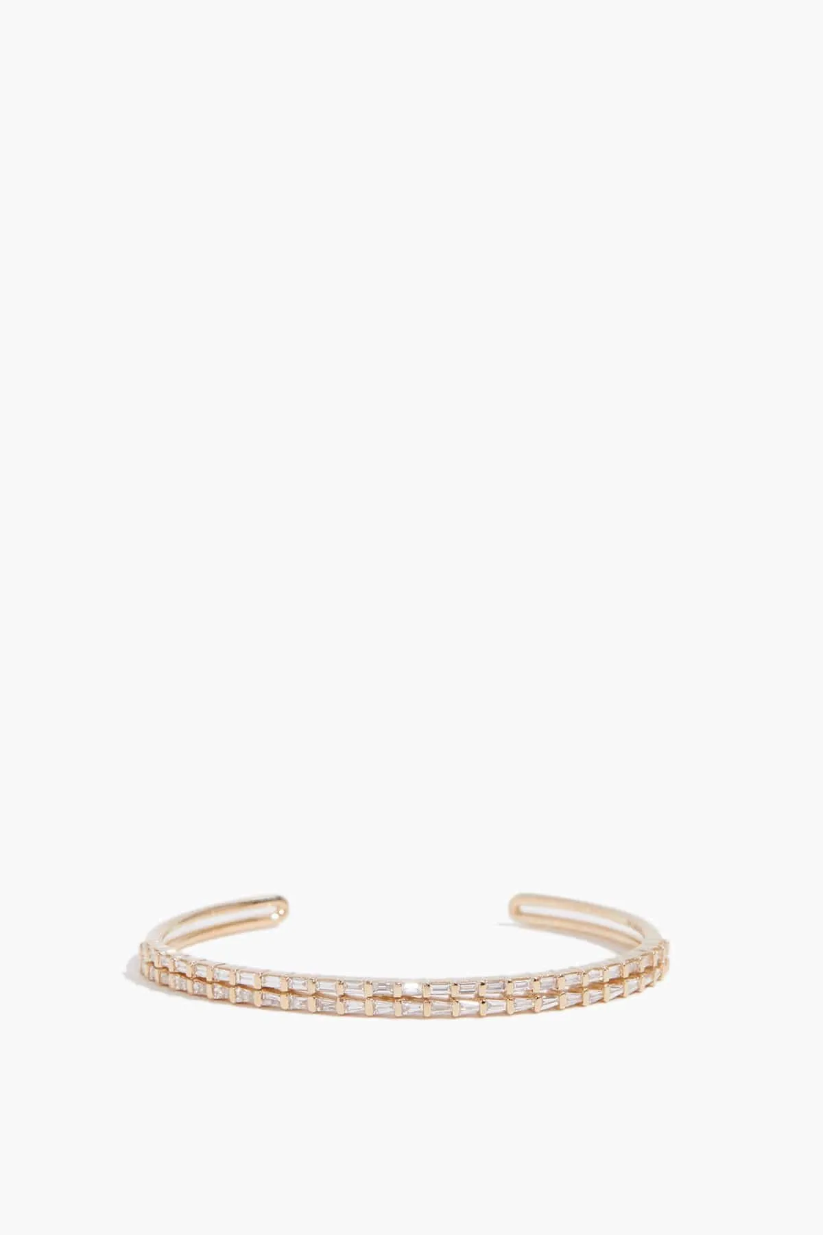 Sadie Pearl Tapered Baguette Double Row Cuff in Yellow Gold