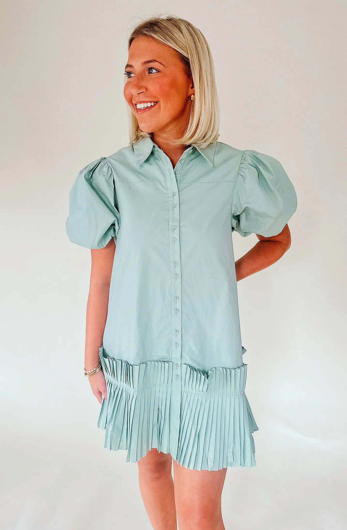 SANTA MONICA PLEATED HEM DRESS