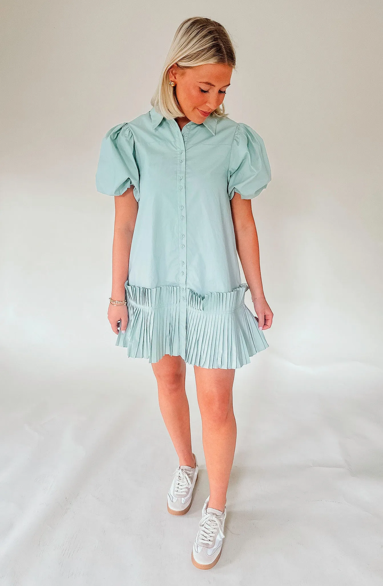 SANTA MONICA PLEATED HEM DRESS