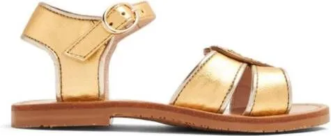 Sophia Webster Mini Amora heart-patch leather sandals Gold